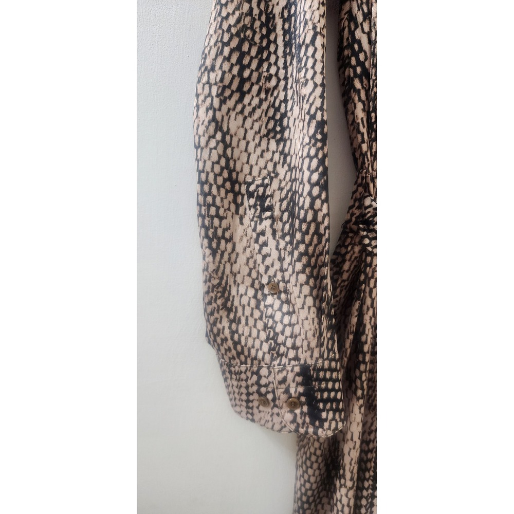 Banana Republic Snakeskin Maxi Shirt Dress Neutral Animal Print Belted M/L NEW - Picture 4 of 8